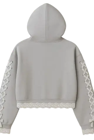 Back of the Lunette hoodie with lace trim